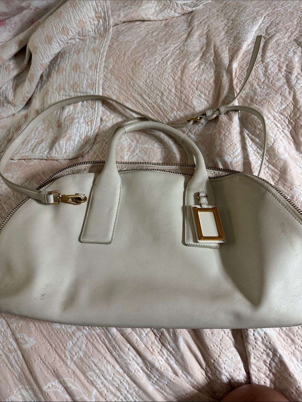 Marc by Marc Jacobs Cream Leather Satchel with Gold Hardware